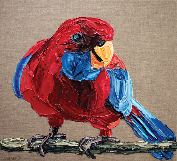 Chipper Crimson Rosella by Jodie Wells | Lethbridge Gallery